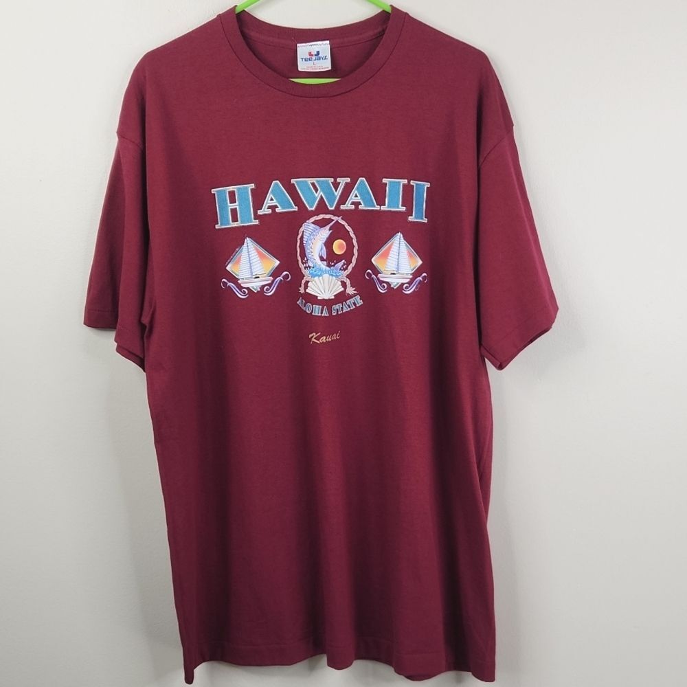 Vintage 1996 Hawaii Aloha State Kauai Short Sleeve Frontside Graphic Tee Large
